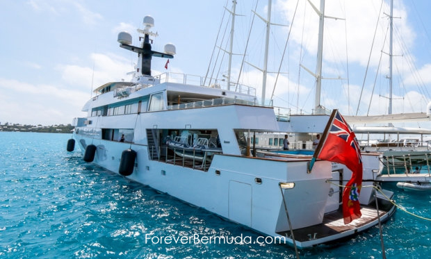 superyacht mega yacht 220 ft white cloud in Bermuda dock